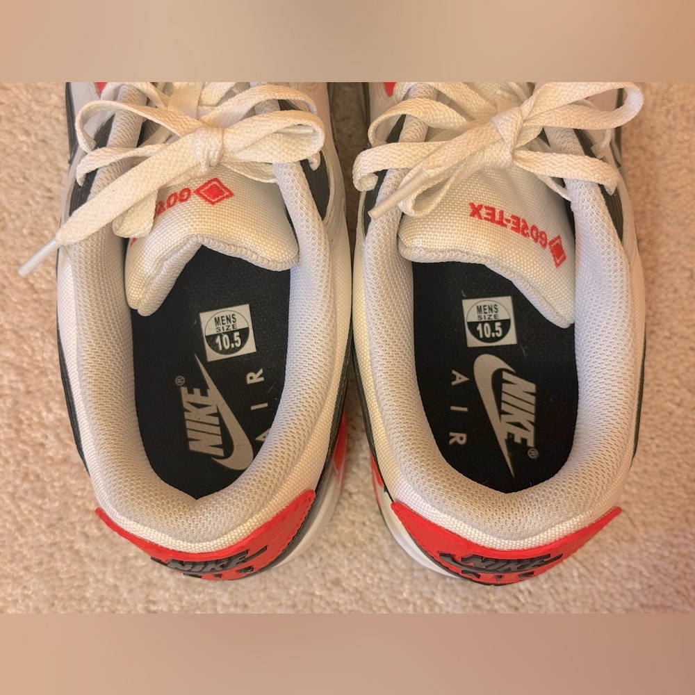 Mens Nike Air Max 90 GTX FD5810-101 White/Black/Bright Crimson No Box size 10.5 - Picture 6 of 10